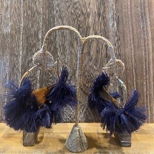 Navy Blue Tassel Earrings